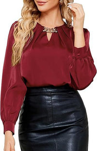 New SpringSummer Womens Satin Blouse Elegant And Sophisticated