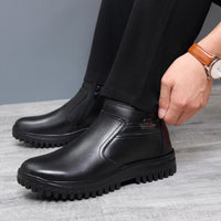 Leather warm men's cotton shoes, wool fur