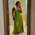 Sweet And Fresh Halter V-neck Backless Pleated Dress