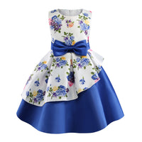 Irregular Skirt Print Children's Dress Bow Costume