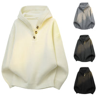 Autumn And Winter Loose Half-button Hooded Knit Sweater For Men