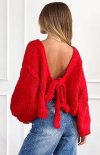 Short Thick Needle Bow Bandage Reverse Cardigan Jacket