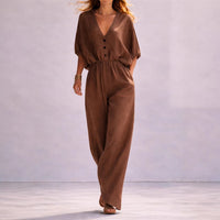 Women's Summer V-Neck Loose Jumpsuit