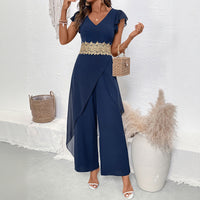 Lace V-neck Stitching Women's Jumpsuit