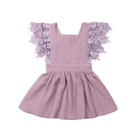 Summer Girls' Lace Solid Color Strap Suspender Skirt