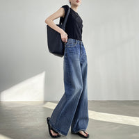 Light Blue Wide Leg Jeans Women's High Waist Loose Straight Mop