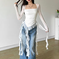 Womens Fashionable Sexy Sheer Slim-Fit T-Shirt