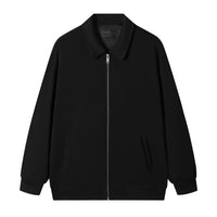 Japanese Retro Heavyweight 420g Silver Fox Fleece Solid Color Lapel Zip-up Jacket