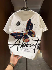 Men's Casual Bottoming Top With Butterfly Pattern