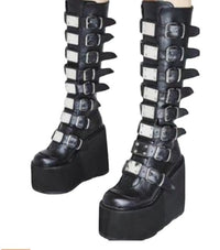 European And American Metal Buckle Thick Sole High Boots Women Amazon Plus Size