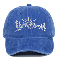 Mountain Style Embroidered Baseball Cap Cotton Worn Looking Washed-out Baseball