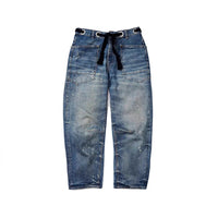 Women's Loose Straight Drawstring Splash-ink Design Casual Jeans