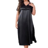 Sexy Slit Nightdress For Women Summer Amazon Fashion New Arrival Ice Silk Pajamas Loungewear