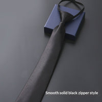 Mens Business Formal Zipper Tie With Blue Stripes