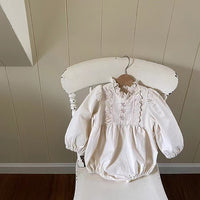 Spring And Autumn Baby Embroidered Lace Long-sleeved Jumpsuit Romper