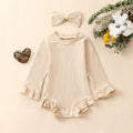 Multi-Color Long-sleeve Jumpsuit Headscarf Baby Little Girl Two-piece Set
