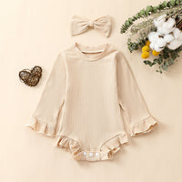 Multi-Color Long-sleeve Jumpsuit Headscarf Baby Little Girl Two-piece Set