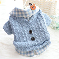 Dog Clothes Sweater Fake Two Pieces Fleece-lined Warm Cotton