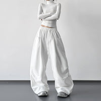 New Autumnwinter Women's White Work Pants With A Designer-style Drawstring