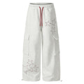 Womens Casual Pants With American-Style Rhinestone Stars And Large Pockets