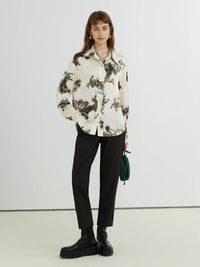 The New Korean Version Of Loose Retro Character Print Jacket