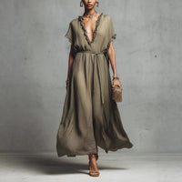 Loose-fit V-neck Casual Chic Womens Dress
