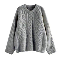 Round Neck Loose Pullover Idle Style Outerwear Cable-knit Sweater Women