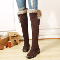 Autumn And Winter Simple Plus Size 40-44 Suede Over The Knee Student Women's Boots