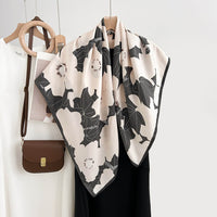 Design Floral Printed Square Scarf Women's Artistic Style Retro