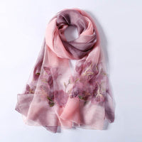 Silk scarf with wild embroidery in spring