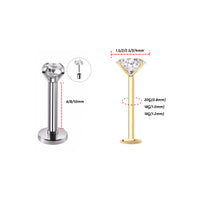 1Pc 20G-16G 1.5-4mm Gem Crystal Monroe Lip Stud Ring Tragus