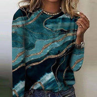 Comfortable Casual And Relaxed-fit With A 3D Print Cozy Sporty Long-sleeve Crew-neck T-shirt