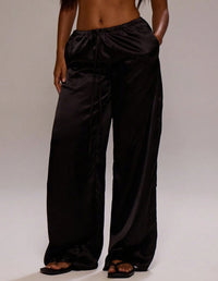 Satin Loose Wide Leg Drawstring Long Pants