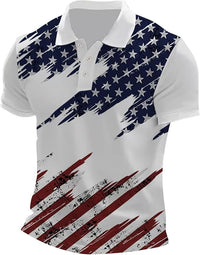Short-sleeve T-shirt With National Flag Print And A Turn-down Collar POLO Shirt