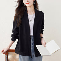 Lazy V-neck Sweatshirt Cardigan Women's Loose Casual Jacket All-matching Drop-shoulder Sleeve