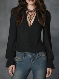 Fashionable And Elegant Long-Sleeve Solid-Color Casual Top For Women