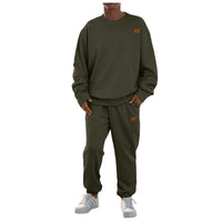 Men's Sports Casual Round Neck Jacquard Two-piece Dress Of Knitted Sweater