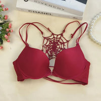 Buckled Front And Shaped Back Spider Web Bra Halter Lace Pure Sexy