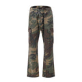 Washed And Distressed Camouflage Stitching Multi-pocket Tooling Micro Trousers