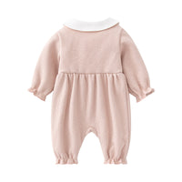Baby Girl Bow Fleece-lined Jumpsuit