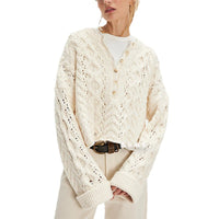 Cable Loose-fitting Solid Color Pullover Sweater
