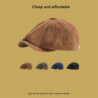 Corduroy Eight-panel Cap Men's Japanese Retro Literary