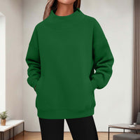 Womens Long-sleeve Turtleneck Casual Hoodie