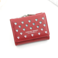Womens Three-Fold Wallet With Hollowed-Out Heart Design