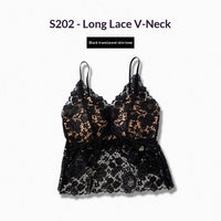 Lace Floral Camisole Mesh Top With Built-in Pads Sexy Slim-Fit Minimalist Base Layer