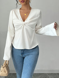 French Niche Design Twisted Satin Texture Shirt