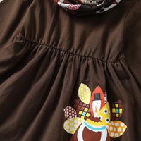 Girls' Turkey Print Top And Trousers Scarf Three-piece Set