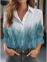 Women's Cardigan 3D Flower Print Long Sleeve Shirt
