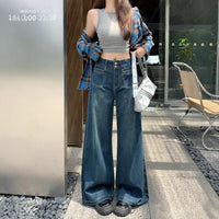 Womens Dark Blue Straight-leg Jeans