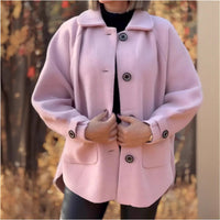 Women's Woolen Coat Casual Loose Lapels Pocket Cardigan